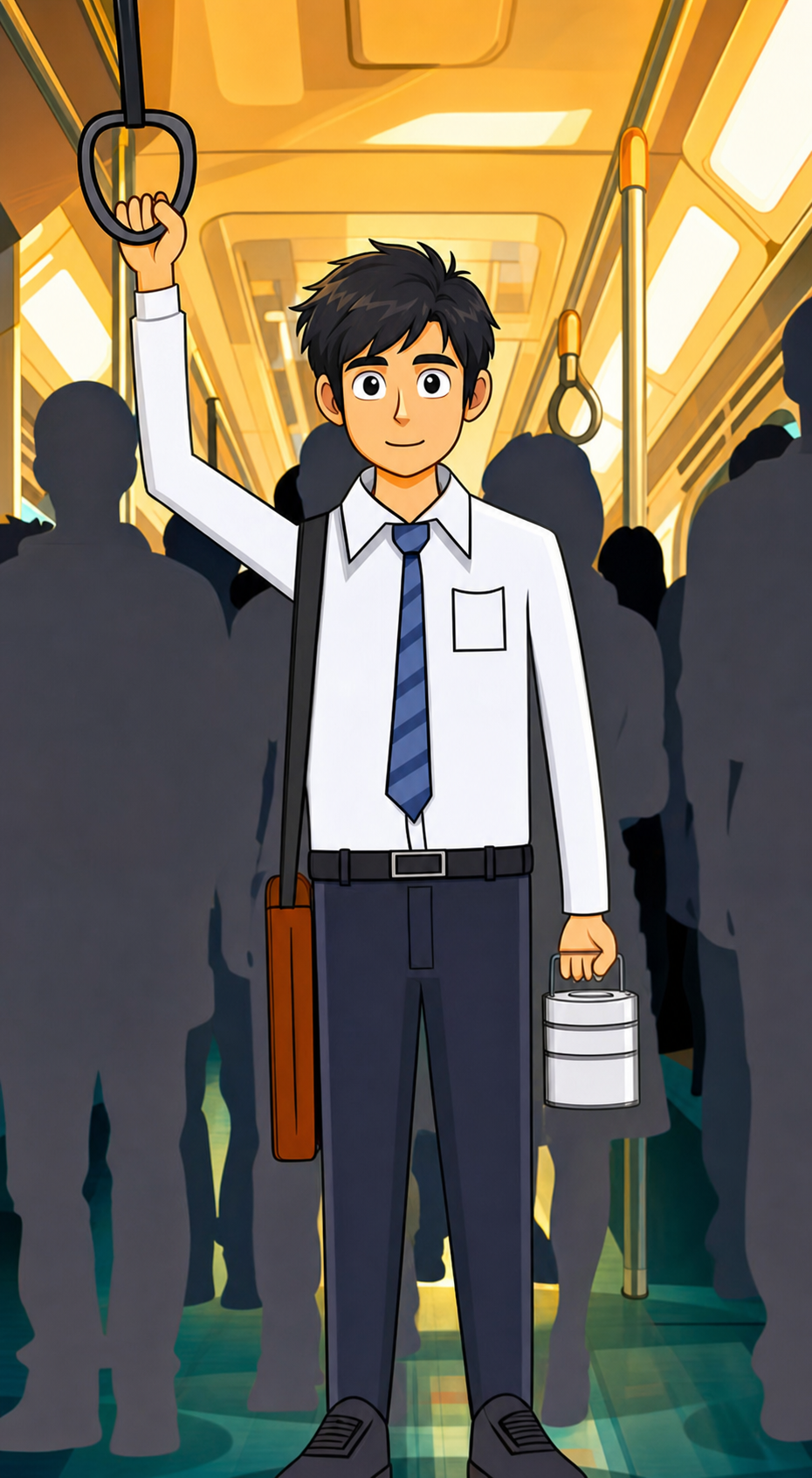 MNC employee commuting in a metro